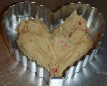 Cookie dough inside the cookie cutter