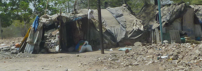 Make shift homes on the side of the road