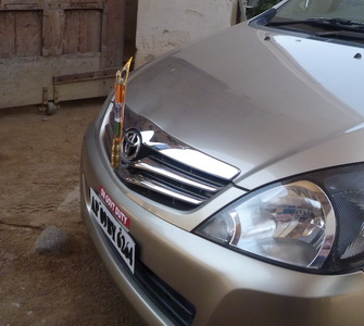 Do you see the spiked object on the front of this car?
