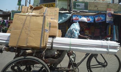 Bicycle loaded down with goods